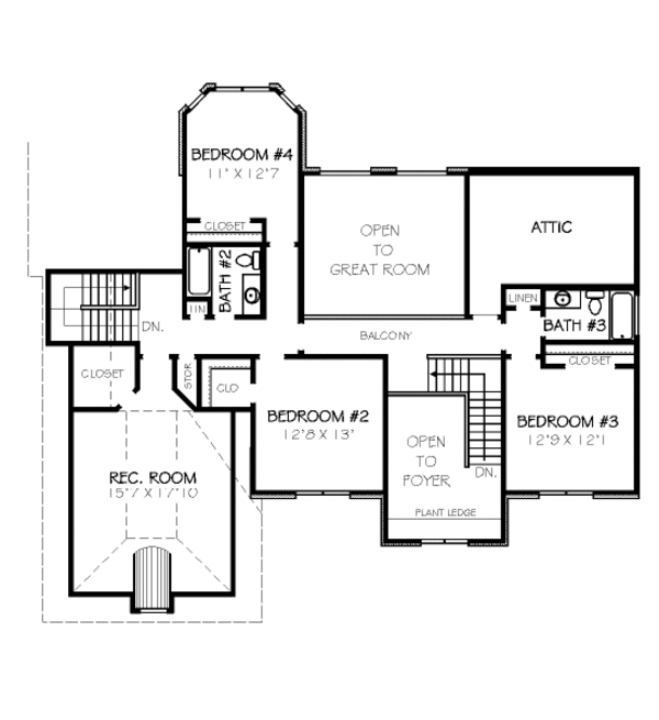 European Floor Plan - Upper Floor Plan #424-331