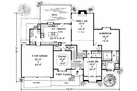 Floor Plan - Main Floor for European House Plan #312-268 - 4 bed, 3.5 bath
