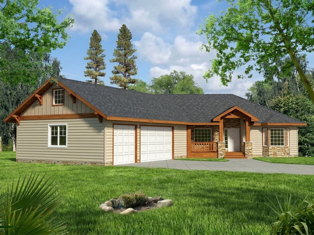 Exterior - Front Elevation 2 for Traditional House Plan #117-1101 - 3 bed, 3 bath