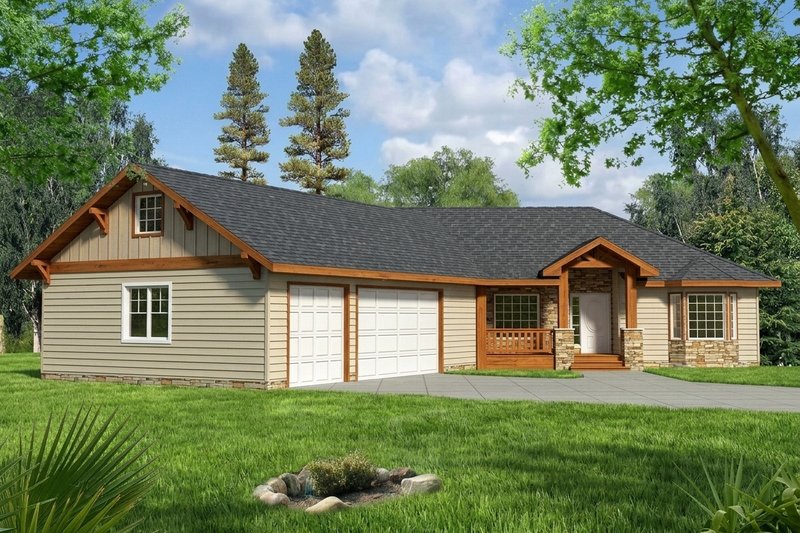 Exterior - Front Elevation 2 for Traditional House Plan #117-1101 - 3 bed, 3 bath