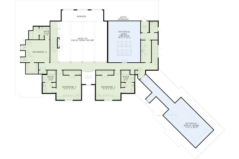 Architectural House Design - Floor Plan - Upper Floor for European House Plan #17-3339 - 4 bed, 5.5 bath