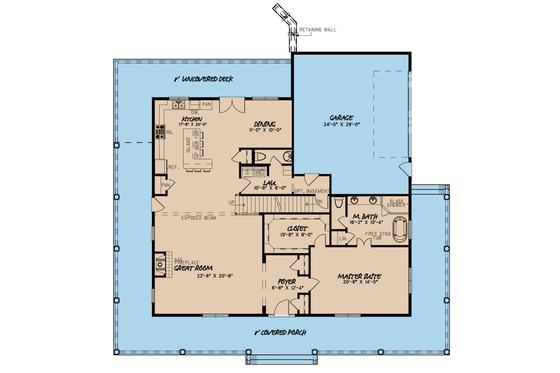 Floor Plan - Main Floor for Farmhouse House Plan #923-109 - 3 bed, 2.5 bath