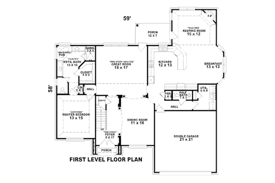 Floor Plan - Main Floor for European House Plan #81-13806 - 3 bed, 2.5 bath