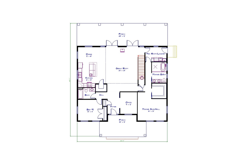 House Blueprint - Floor Plan - Main Floor for Barndominium House Plan #1115-12 - 5 bed, 3 bath