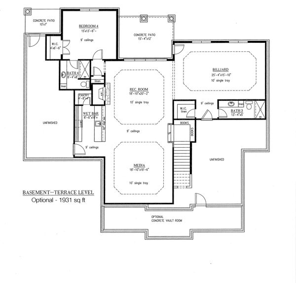 Architectural House Design - European Floor Plan - Lower Floor Plan #437-63