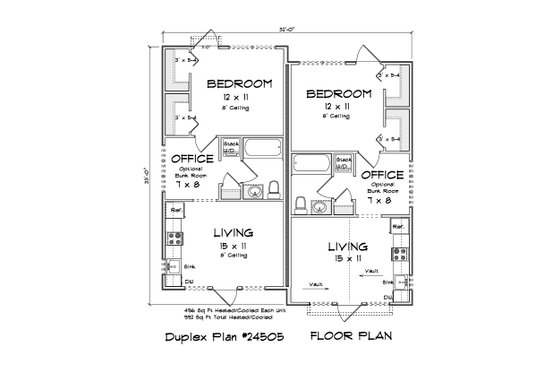 Floor Plan - Main Floor 1 for Cottage House Plan #513-2298 - 1 bed, 1 bath