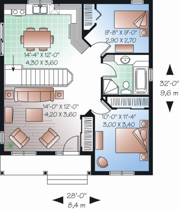 Architectural House Design - Cottage Floor Plan - Main Floor Plan #23-2198