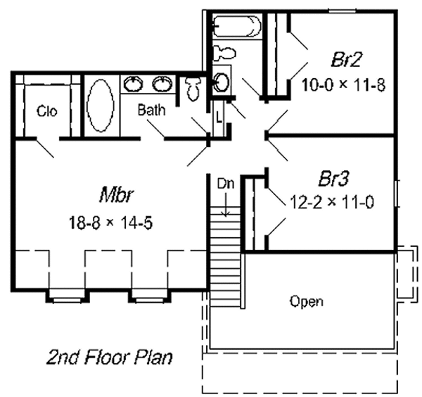 Traditional Floor Plan - Upper Floor Plan #329-185