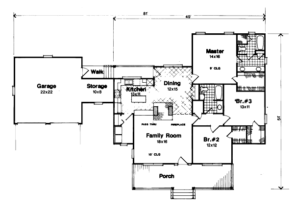 Country Floor Plan - Main Floor Plan #41-122