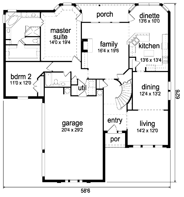 House Plan Design - European Floor Plan - Main Floor Plan #84-391
