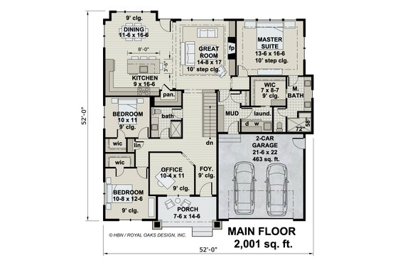 Floor Plan - Main Floor for Traditional House Plan #51-1186 - 3 bed, 2 bath