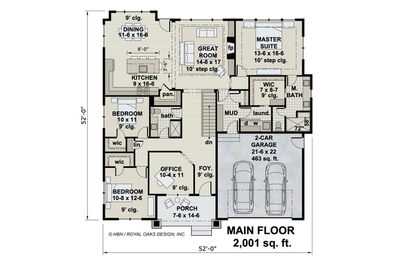 Dream House Plan - Floor Plan - Main Floor for Traditional House Plan #51-1186 - 3 bed, 2 bath