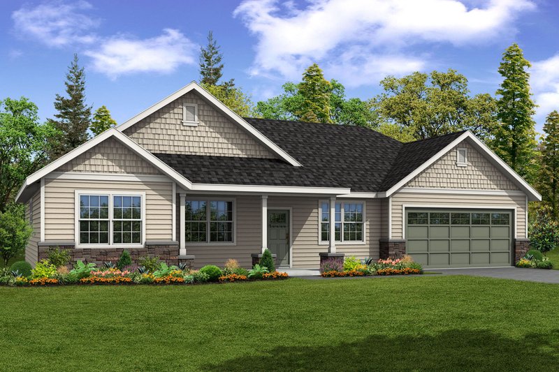 Architectural House Design - Ranch Exterior - Front Elevation Plan #124-1091