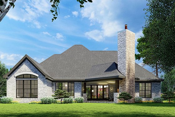 Exterior - Rear Elevation for European House Plan #923-56 - 4 bed, 2 bath