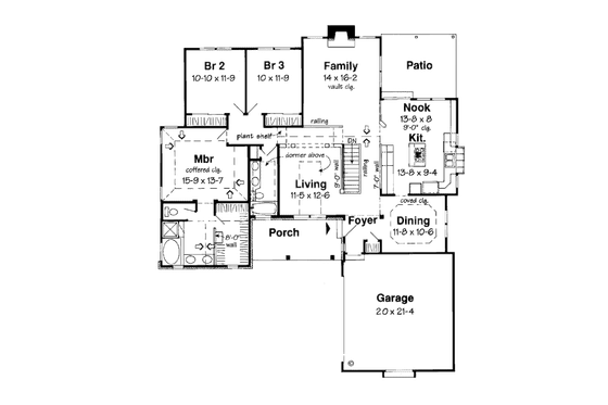 Floor Plan - Main Floor for Country House Plan #312-816 - 3 bed, 2 bath