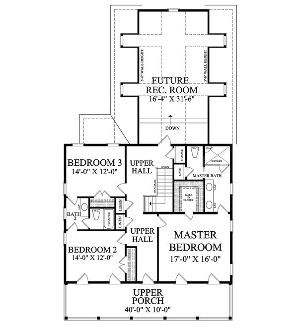 Home Plan - Colonial Floor Plan - Upper Floor Plan #137-291