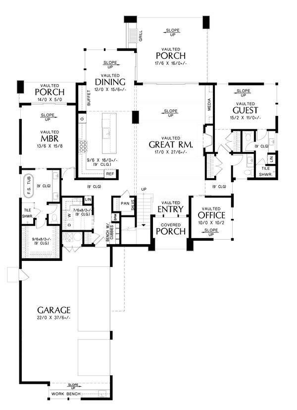 Contemporary Floor Plan - Main Floor Plan #48-1067