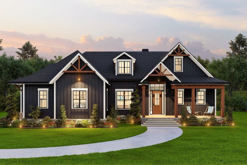 House Design - Exterior - Front Elevation 6 for Ranch House Plan #54-565 - 3 bed, 2.5 bath