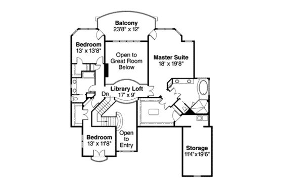Floor Plan - Upper Floor for European House Plan #124-500 - 3 bed, 3.5 bath