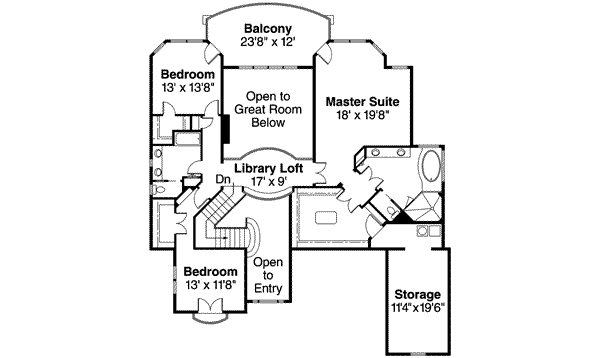 House Design - European Floor Plan - Upper Floor Plan #124-500