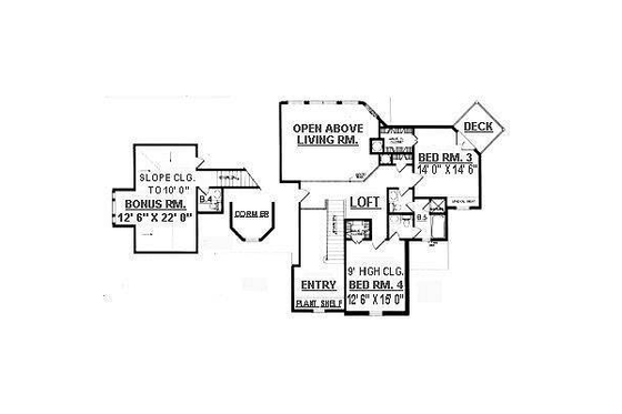 Floor Plan - Upper Floor for European House Plan #40-234 - 4 bed, 4 bath