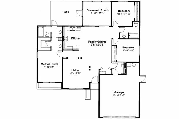 Dream House Plan - Floor Plan - Main Floor for Mediterranean House Plan #124-252 - 3 bed, 2 bath