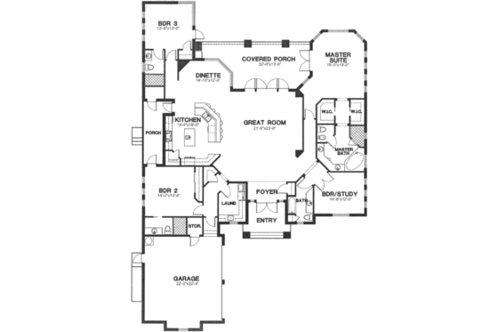 Floor Plan - Main Floor for European House Plan #115-188 - 3 bed, 3 bath