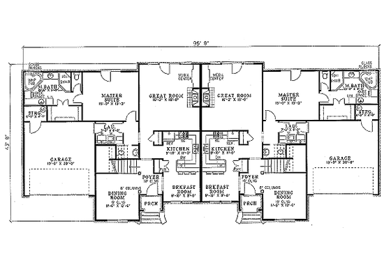 Floor Plan - Main Floor for European House Plan #17-2011 - 2 bed, 2.5 bath