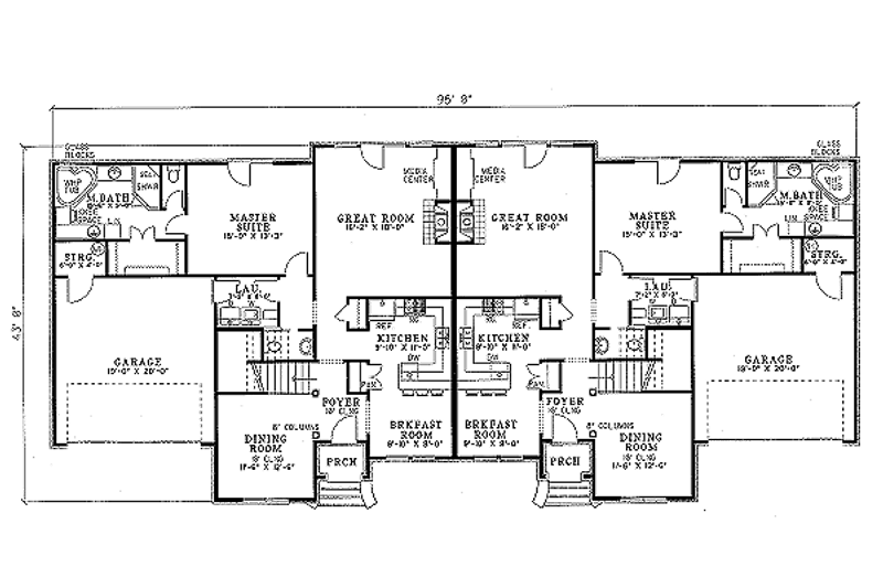 Dream House Plan - Floor Plan - Main Floor for European House Plan #17-2011 - 2 bed, 2.5 bath