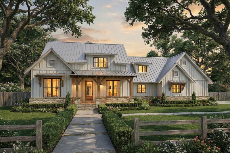Dream House Plan - Exterior - Front Elevation 4 for Farmhouse House Plan #120-281 - 3 bed, 2 bath