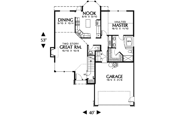 Floor Plan - Main Floor for Craftsman House Plan #48-112 - 3 bed, 2.5 bath