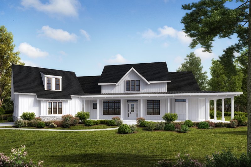 House Blueprint - Farmhouse Exterior - Front Elevation Plan #54-504