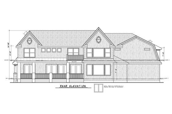 Exterior - Rear Elevation for Colonial House Plan #20-2442 - 4 bed, 4.5 bath