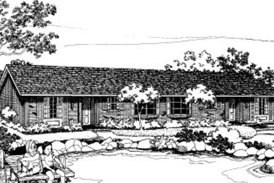Exterior - Front Elevation for Ranch House Plan #303-173 - 2 bed, 1 bath