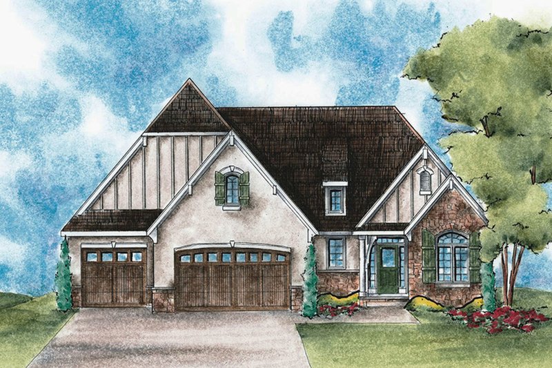 Architectural House Design - Exterior - Front Elevation 3 for European House Plan #20-2079 - 2 bed, 2.5 bath