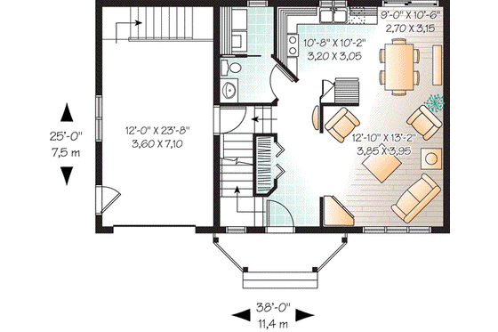 Floor Plan - Main Floor for Traditional House Plan #23-659 - 3 bed, 1.5 bath