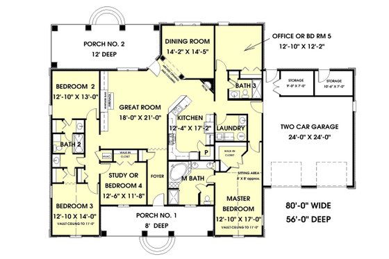 Floor Plan - Main Floor for European House Plan #44-157 - 5 bed, 3 bath