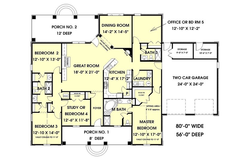 House Blueprint - Floor Plan - Main Floor for European House Plan #44-157 - 5 bed, 3 bath