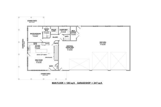 Floor Plan - Main Floor for Barndominium House Plan #1084-16 - 3 bed, 2.5 bath