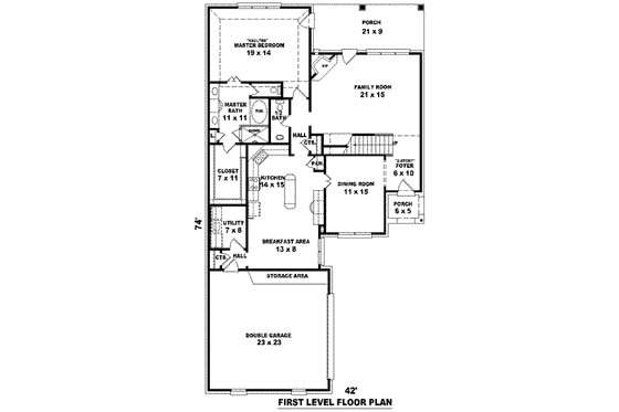 Floor Plan - Main Floor for Colonial House Plan #81-1462 - 3 bed, 2.5 bath