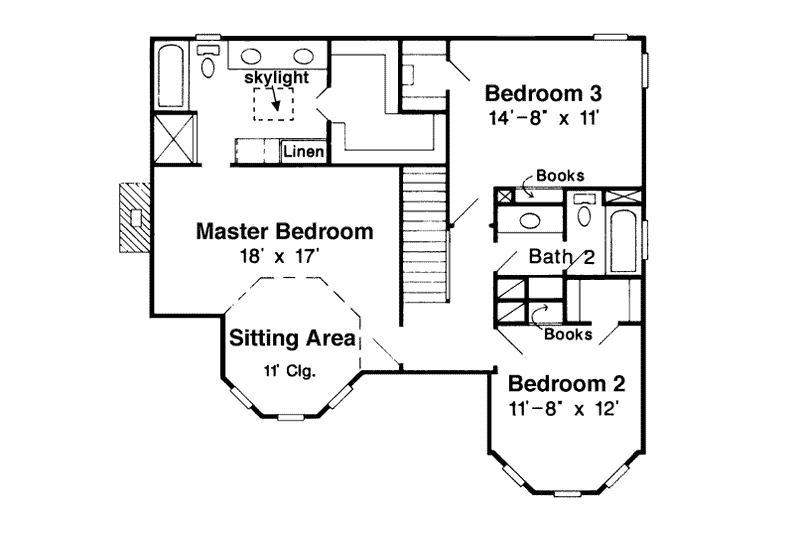 Architectural House Design - Floor Plan - Upper Floor for Victorian House Plan #410-208 - 3 bed, 3 bath