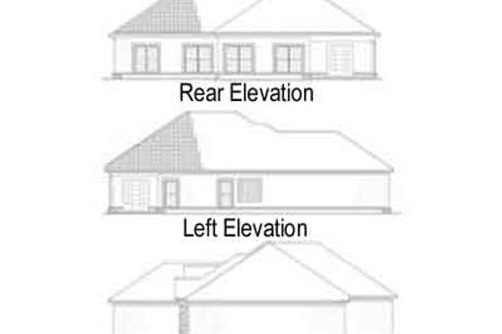 Exterior - Rear Elevation for Mediterranean House Plan #17-1133 - 3 bed, 2 bath