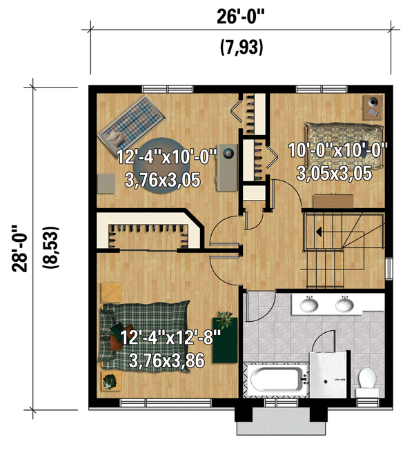 Contemporary Floor Plan - Upper Floor Plan #25-4295