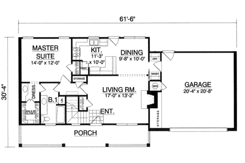 Dream House Plan - Floor Plan - Main Floor for Southern House Plan #40-347 - 3 bed, 2 bath