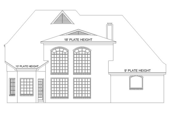 Exterior - Rear Elevation for European House Plan #424-337 - 4 bed, 3 bath