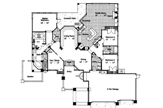 Floor Plan - Main Floor for European House Plan #417-258 - 3 bed, 2.5 bath