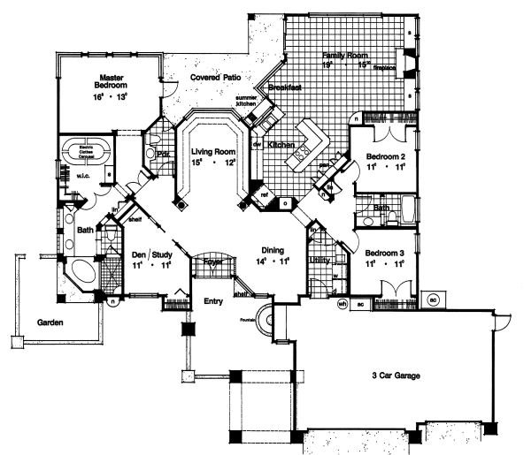 European Style House Plan - 3 Beds 2.5 Baths 2397 Sq/Ft Plan #417-258 ...