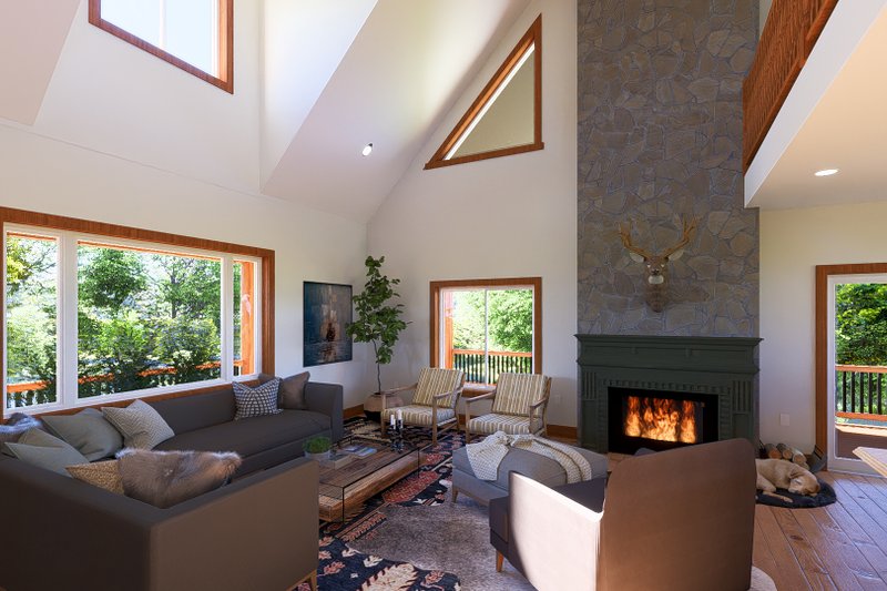 House Blueprint - Interior - Family Room 3 for Cabin House Plan #1060-190 - 4 bed, 2.5 bath