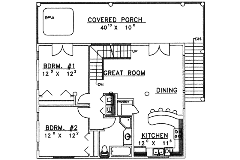 Dream House Plan - Floor Plan - Main Floor for Modern House Plan #117-240 - 2 bed, 1 bath