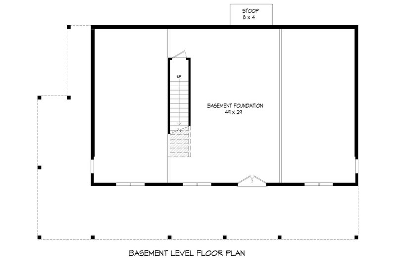 House Blueprint - Floor Plan - Lower Floor for Cabin House Plan #932-845 - 2 bed, 2 bath